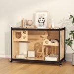 New Cat Cabinet Solid Wood Indoor Cat Villa Shared Tv Cabinet For People And Pets Double-Layer Cat Cage Cat House Display Cabinet Pet Cat - Image 3