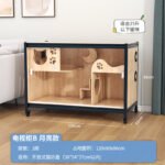 New Cat Cabinet Solid Wood Indoor Cat Villa Shared Tv Cabinet For People And Pets Double-Layer Cat Cage Cat House Display Cabinet Pet Cat - Image 10