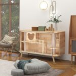 New Cat Cabinet Solid Wood Indoor Cat Villa Shared Tv Cabinet For People And Pets Double-Layer Cat Cage Cat House Display Cabinet Pet Cat - Image 2