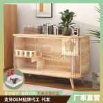 New Cat Cabinet Solid Wood Indoor Cat Villa Shared Tv Cabinet For People And Pets Double-Layer Cat Cage Cat House Display Cabinet Pet Cat