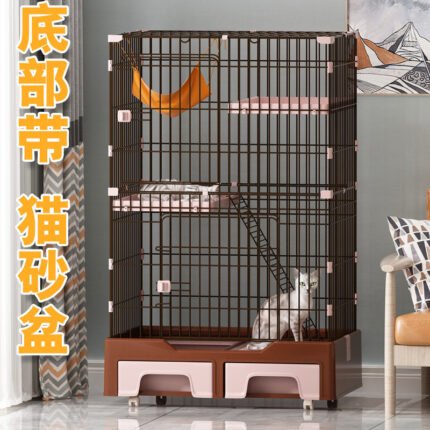 Cat Cage, Home Villa Cat Nest, Pet Cat House, Large Indoor Free Space, Integrated Cat House With Toilet