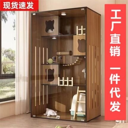 Cat Villa Household Cat Cage Indoor Cat House Cattery Cat Nest Cat Cabinet Luxury Cat House Cat Nest Wooden Cage