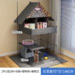 Cat Cage Villa Three-Story Home Super Large Free Space Pet Cattery Indoor Cat Nest Cat House Cat Room - Image 13