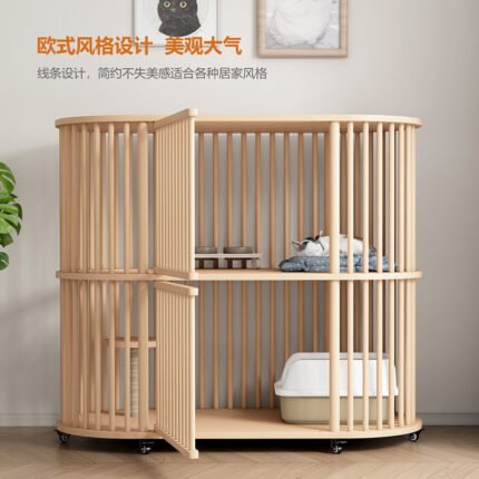 Customized Cat Cage Solid Wood Household Cat Villa Cat Luxury Indoor Environmentally Friendly Odor-Free Double-Layer Multi-Layer Cat Nest
