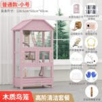 Parrot Cage Solid Wood Large Extra Large Peony Tiger Skin Myna Bird Cage Black Phoenix Bird Cage Luxury Villa Wholesale - Image 12