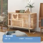 New Cat Cabinet Solid Wood Indoor Cat Villa Shared Tv Cabinet For People And Pets Double-Layer Cat Cage Cat House Display Cabinet Pet Cat - Image 8